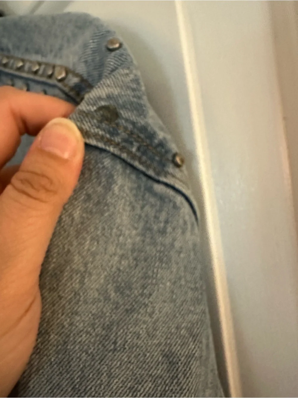 Free People Studded Jean Jacket. - Picture 4 of 8